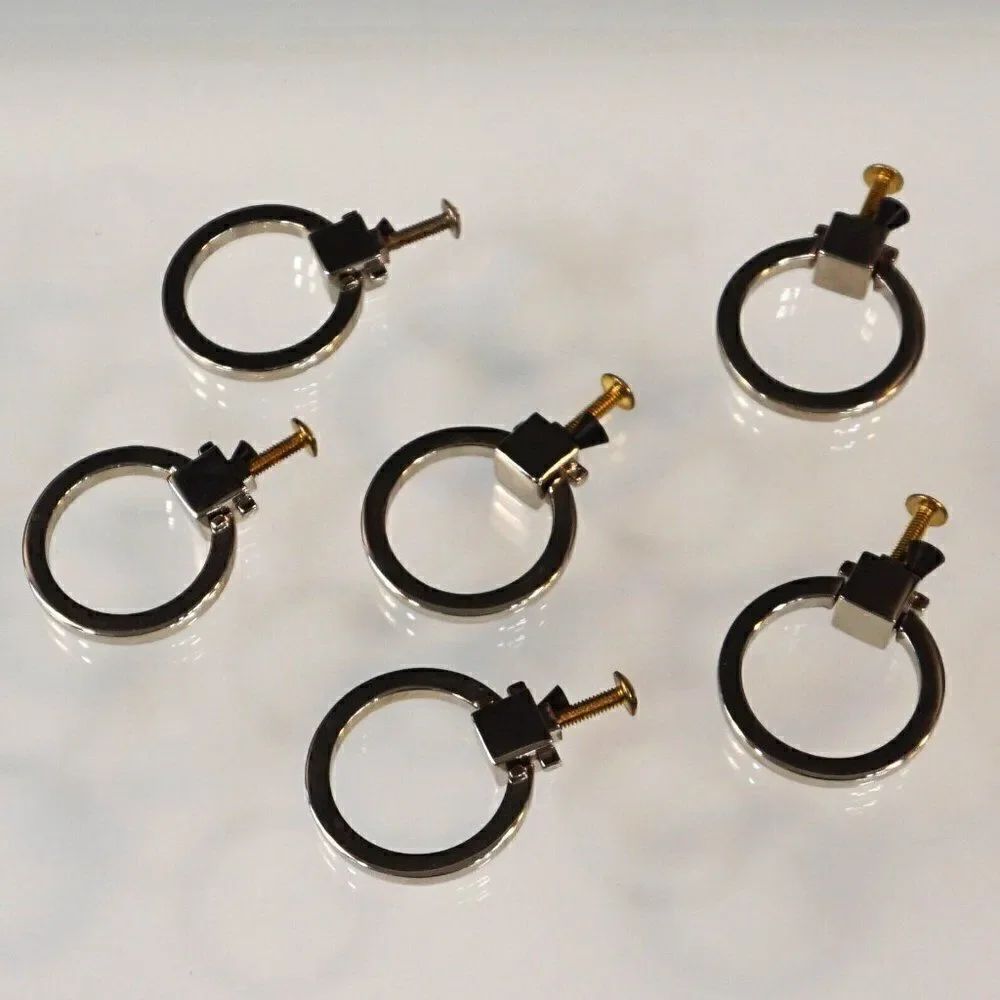 Cabinet Knob Drawer Ring Pull Handle Wardrobe Dresser Round Hardware Set Of 6
